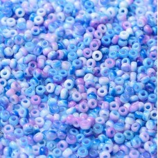 White Opaque Funky Blue Miyuki 8/0 Seed Beads, colour 55056