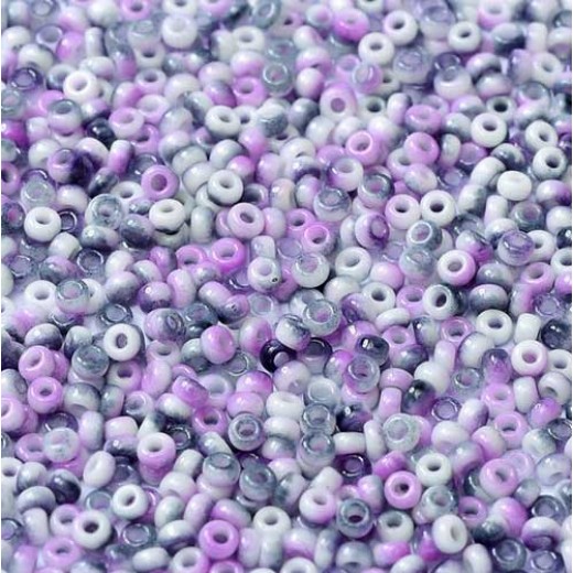 White Opaque Funky Purple Miyuki 8/0 Seed Beads, colour 55060