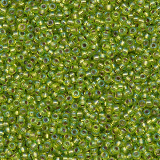 Silver Lined Chartreuse AB, Miyuki Size 8/0 seed beads, Colour 1014, Approx. 22g