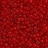 Transparent Red Luster, Miyuki 11/0 Seed Beads, Colour 0166, 22g Approx.