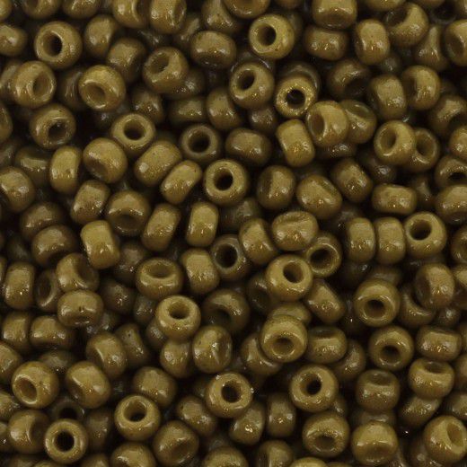 Opaque Spanish Olive Duracoat, Miyuki 15/0 Seed Beads, Colour 4491, 8.2g approx.