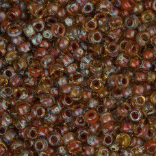 Picasso Transparent Saffron, Miyuki 8/0 Seed Beads, Colour 4501, 22g approx.