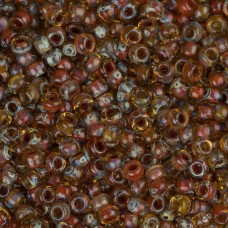 Picasso Transparent Saffron, Miyuki 8/0 Seed Beads, Colour 4501, 22g approx.