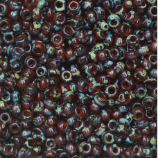 Picasso Transparent Red Brown, Miyuki 8/0 Seed Beads, Colour 4503, 22g approx.