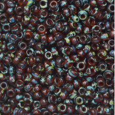 Picasso Transparent Red Brown, Miyuki 8/0 Seed Beads, Colour 4503, 22g approx.