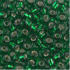 Green Transparent Silver  Lined 6/0 Seed Beads, 20g, Colour 0146S