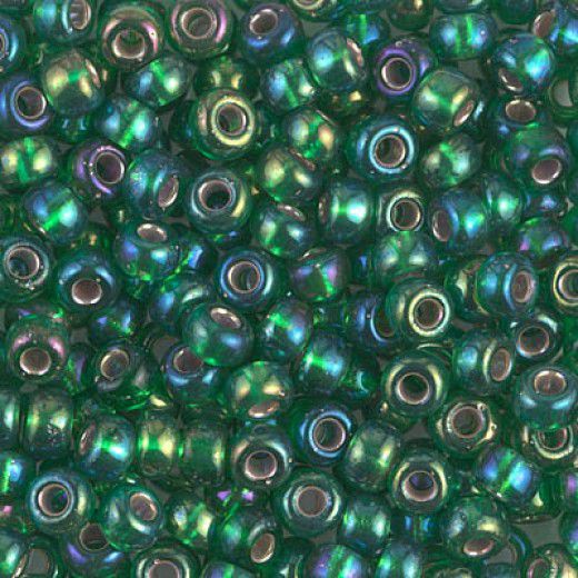 Green AB Silver lined Miyuki size 6/0 Colour 1016, 20g approx.