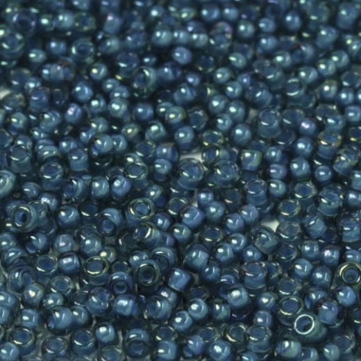 Teal Dark Blue Fancy Lined Size 11/0 Miyuki Seed beads, Colour 2256, 22g approx.