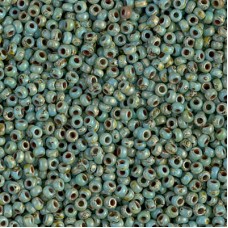 Seafoam Green Opaque Picasso Miyuki 15/0 Seed Beads, Colour 4514, 8.2g approx.