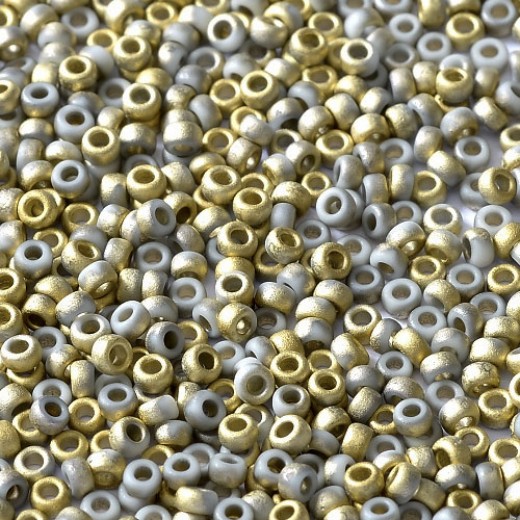 Chalk White Amber Matted, Miyuki 11/0 Union Seed Beads, Colour 03000/26471, Approx. 22g