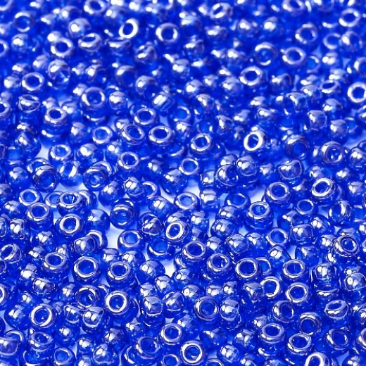 Miyuki Size 11, Transparent Cobalt Luster, Colour 0176, 22g Approx.