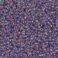 Hot pink lined aqua AB Miyuki 11/0 seed beads, Colour 0340,  22g approx.