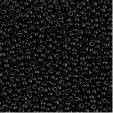 Semi-frosted black Miyuki 11/0 seed beads, Colour 0401SF,  22g approx.
