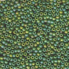 Semi-frosted green AB Miyuki 8/0 seed beads, Colour 0411FR, 22g approx.