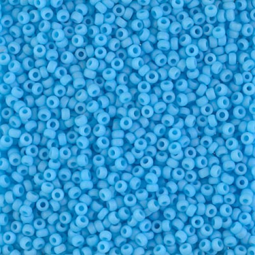 Miyuki Size 11 Seed Beads, Turquoise Blue Opaque Matte, Colour 0413F, 250g Approx.