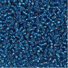 Miyuki Size 11 Seed Beads, Capri Blue Silver Lined, Colour 0025, 22g Approx.