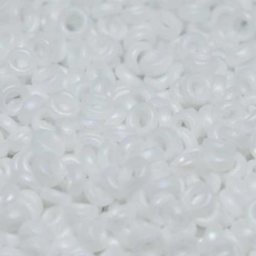 White Opaque AB Matte Miyuki 2.2mm Spacer Beads, colour 0402FR, approx 4.9g