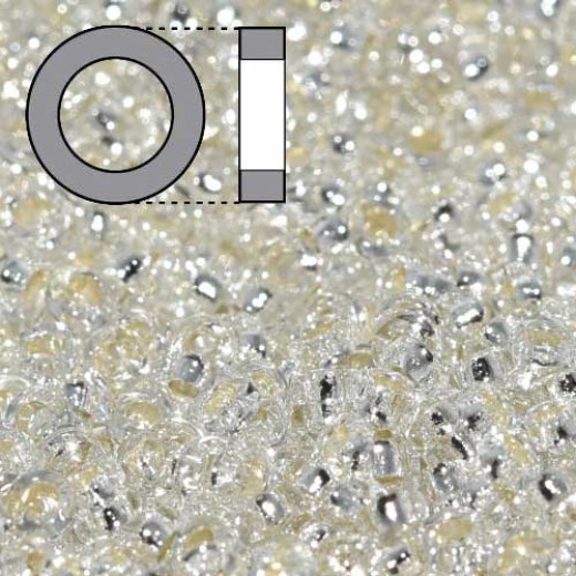 Crystal Silver Lined Miyuki 2.2mm Spacer Beads, colour 0001, approx 4.9g Crystal Silver Lined Miyuki 2.2mm Spacer Beads, colour 0001, approx 4.9g