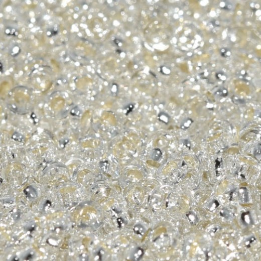 Crystal Silver Lined Miyuki Spacer Beads 3 x 1.3mm, colour 0001, approx 10g