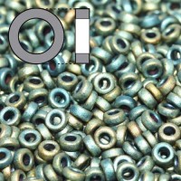 Matted Metallic Patina Iris Miyuki 2.2mm Spacer Beads, colour 2008, approx 4.9g