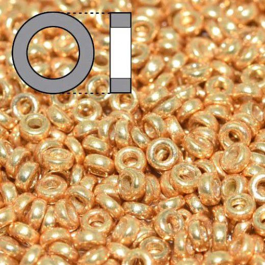Duracoat Galvanised Gold Miyuki 2.2mm Spacer Beads, colour 4202, approx 4.9g