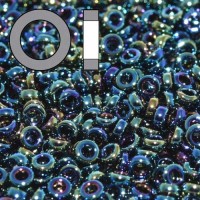 Metallic Variegated Iris Miyuki 2.2mm Spacer Beads, colour 0455, approx 4.9g