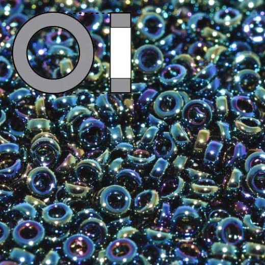 Metallic Variegated Iris Miyuki 2.2mm Spacer Beads, colour 0455, approx 4.9g
