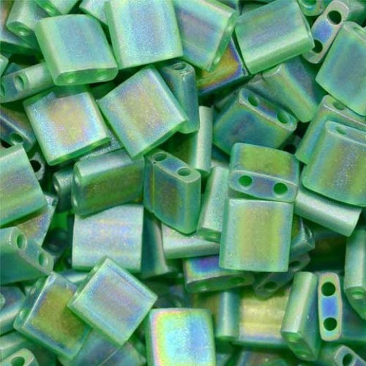 Tila Beads Light Emerald Transparent AB Matte 5.2gm pack - 0146FR