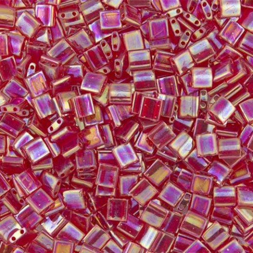 Tila Beads Red Transparent AB 5.2gm pack - 0254