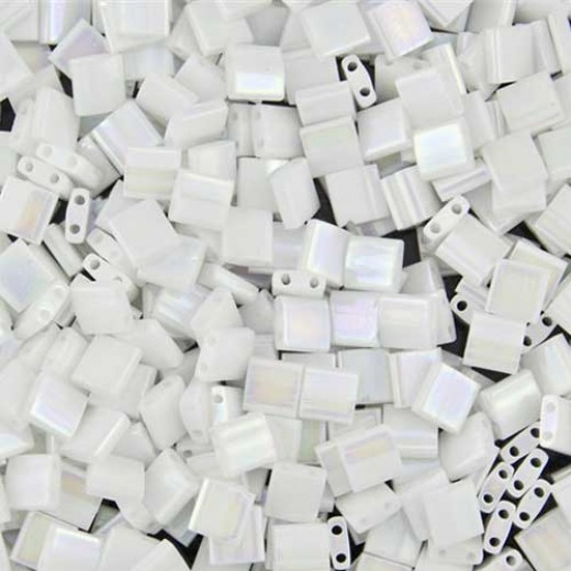 Bulk Bag Tila Beads White Pearl Opaque AB 50 Grams - 0471