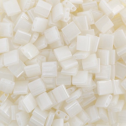 White Opaque Glazed, Miyuki Tila Beads, Colour 0512, 5.2g