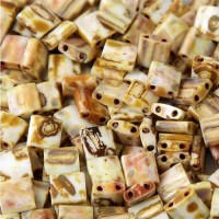 Tila Beads White Walnut Picasso Opaque 5.2gm pack - 4512