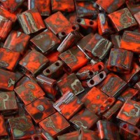 Tila Beads Orange Turquoise Picasso Opaque 5.2gm pack - 4520