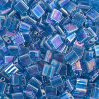 Capri Blue Transparent AB Colour 0291 Miyuki Tila Beads, 5.2g approx.