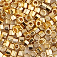 24kt Light Gold Plated, Colour Code 0034, Size 11/0  Cut  Miyuki Delica Beads, 3.3g approx.