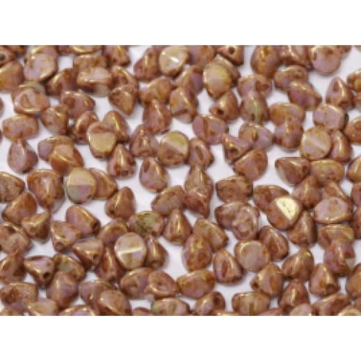 Chalk White Lila Gold Luster 5x3mm Pinch Beads, Approx 10gms