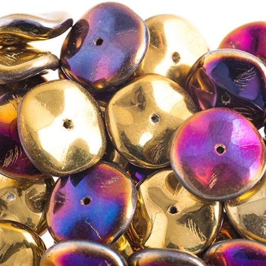 Preciosa 12mm Ripple Beads California Violet, 20 beads
