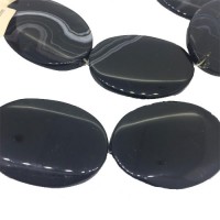 Large Black Agate Stone, 26 x 36mm 