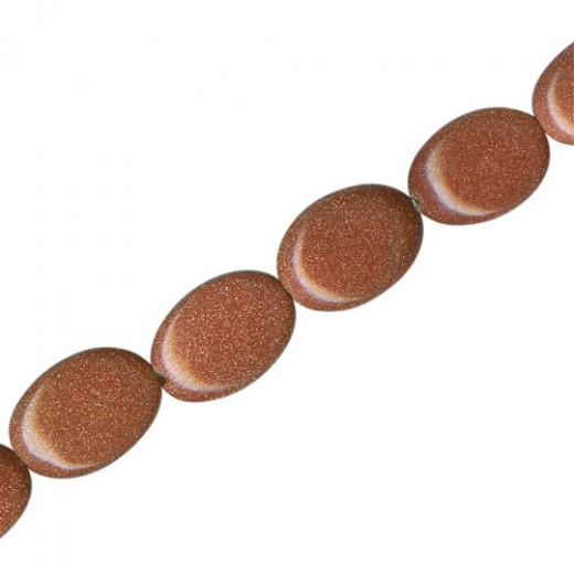 12 x 14mm Semi Precious Goldstone Oval Beads, 16" Strand