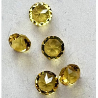 8mm Vintage Flat Top Rivolis, Citrine, pack of 5. 8mm Vintage Flat Top Rivolis, Citrine, pack of 5.