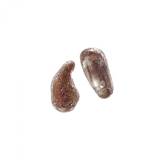 Left Crystal/Copper Etched 2 Hole Zoliduo Bead, pack of 20pcs