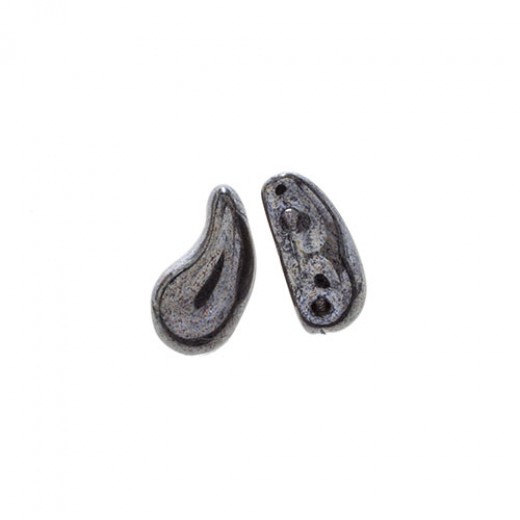 Right Jet Black/White Luster 2 Hole Zoliduo Bead, pack of 20pcs