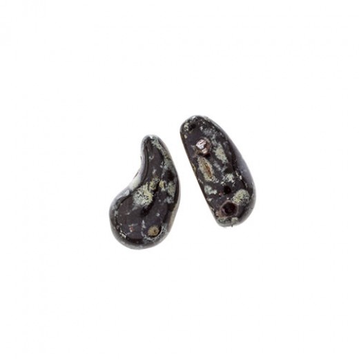 Right Jet Black/Travertine 2 Hole Zoliduo Bead, pack of 20pcs