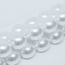 Bright White 10mm Czech Glass Pearls, 50pcs per strand