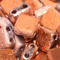 Sunset Etched 6mm twin-hole Bead, pack of 15 beads