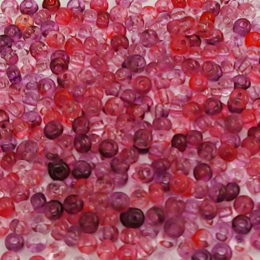 Two - Tone Fuschia / Red Terra Dyed, Size 6/0, 22g