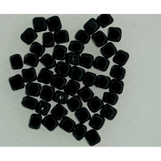 Czech 4mm Glass Cube Beads, Jet, Pack of 50.