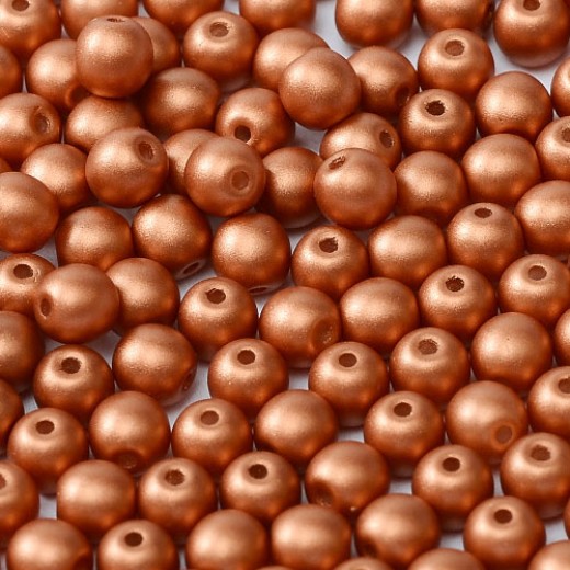 Alabaster Metallic Bronze 3mm Round Czech Glass Beads, Pack of 100