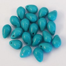 5x7mm Side Drill Czech Glass Tear Drop, Turquoise, Pack of 20