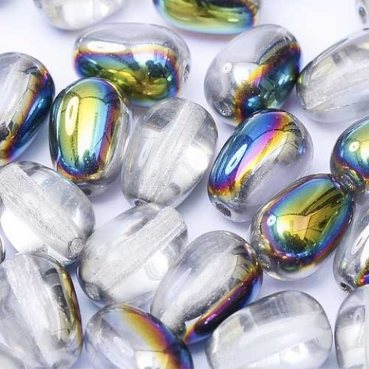 Glass Drops 11x8mm Crystal Vitrail, Pack of 10